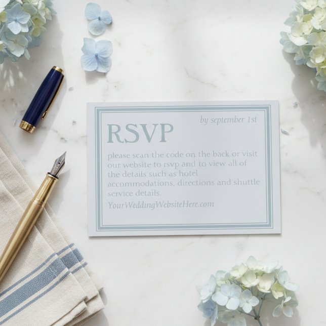 Elegant Coastal Blue Modern Wedding RSVP Card (Elegant Coastal Blue Modern Wedding RSVP Card)