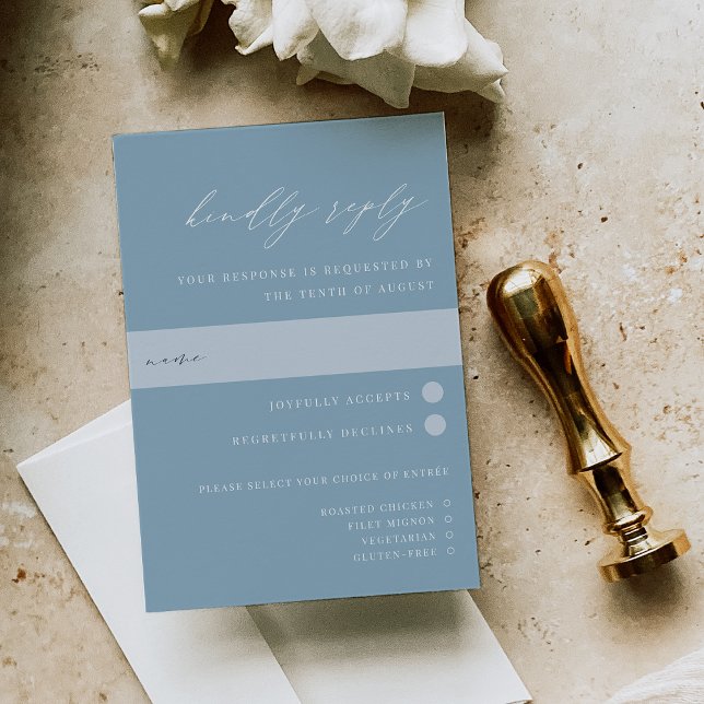 Elegant Coastal Blue Wedding Meal Choice RSVP Card (Creator Uploaded)