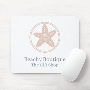 Elegant Coastal Boutique Beach Business Logo White Mouse Pad