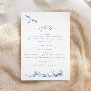 Elegant Coastal Chic Blue Wedding Details Enclosure Card