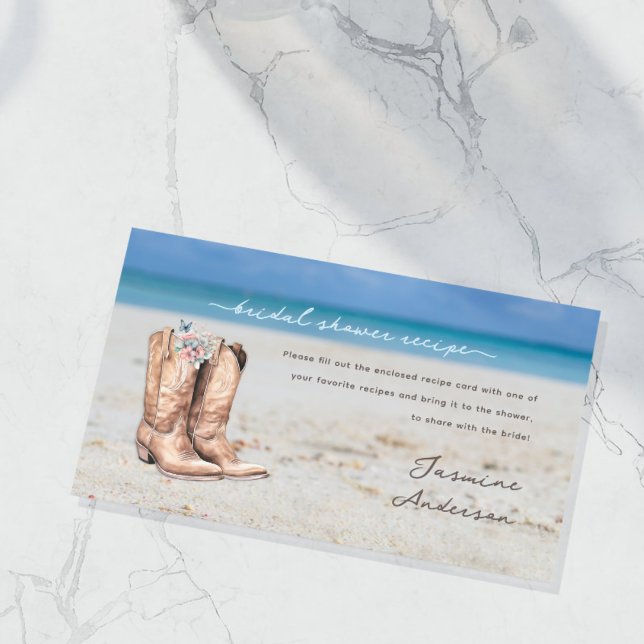 Elegant Coastal Cowgirl Beach Bridal Shower Recipe Enclosure Card (Creator Uploaded)