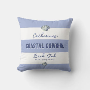 Elegant Coastal Cowgirl Soft Blue White Stripes   Cushion
