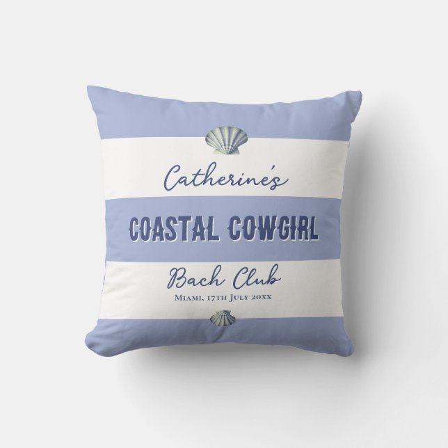 Elegant Coastal Cowgirl Soft Blue White Stripes   Cushion (Front)