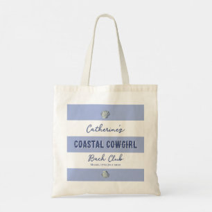 Elegant Coastal Cowgirl Soft Blue White Stripes Tote Bag