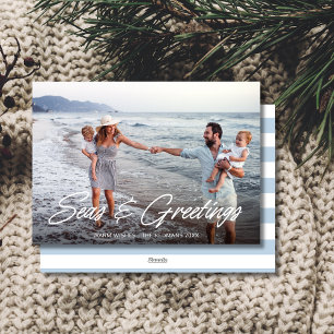 Elegant Coastal Family Photo Christmas  Holiday Card