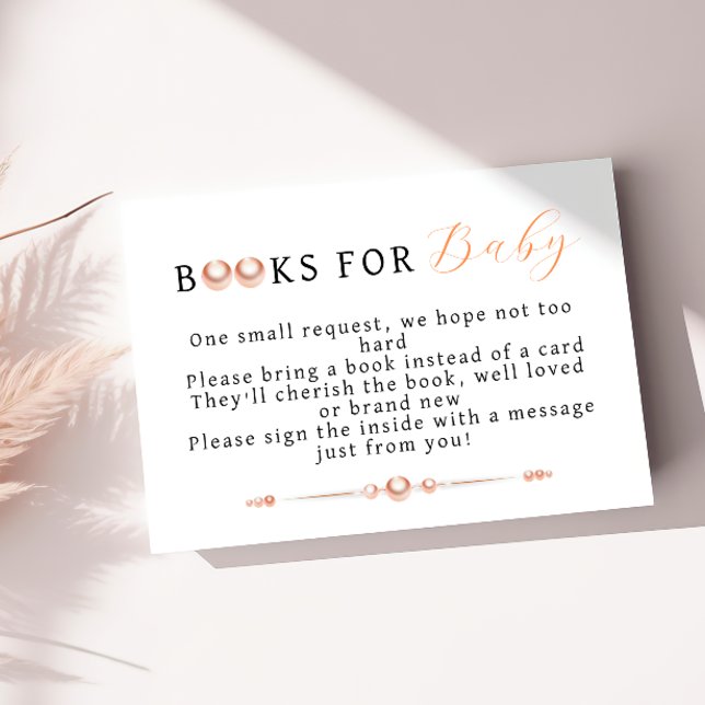 Elegant Coastal Pearl Baby Shower Books for Baby Enclosure Card (Creator Uploaded)