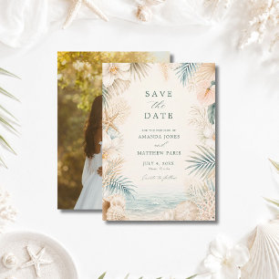 Elegant Coastal Photo Beach Wedding  Save The Date
