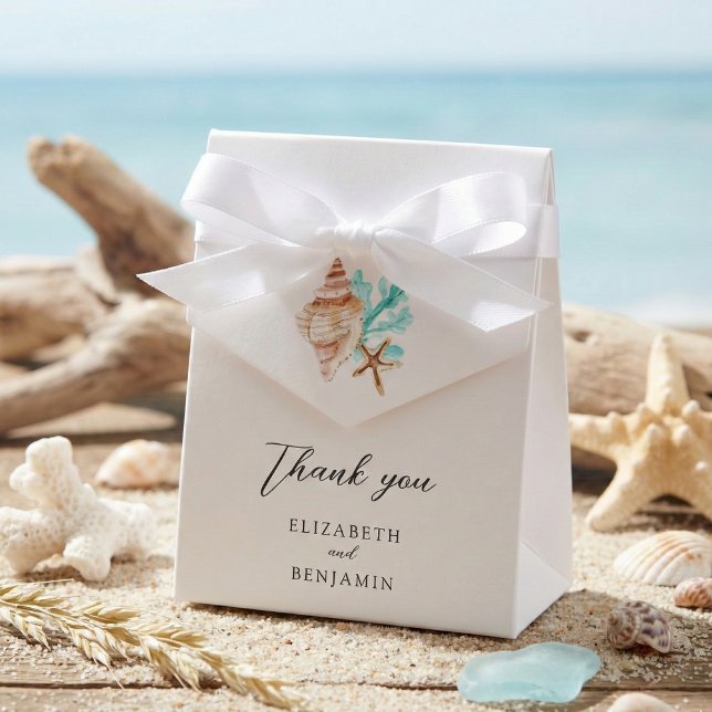 Elegant Coastal Seashell Thank you Beach Wedding Favour Box (Creator Uploaded)