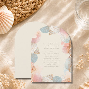 Elegant Coastal Seashell Wedding Invitation