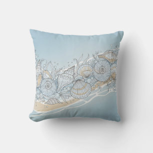 Elegant Coastal Seashells Cushion