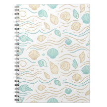 Elegant Coastal Seashells Pastel Pattern Notebook