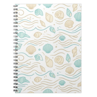 Elegant Coastal Seashells Pastel Pattern Notebook