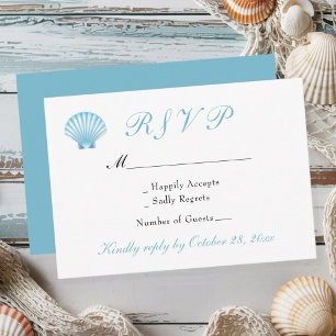 Elegant Coastal Shells Nautical Beach Wedding RSVP Card