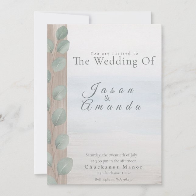 Elegant Coastal Soft Blue Watercolor  Invitation (Front)