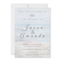 Elegant Coastal Soft Blue Watercolor Invitation