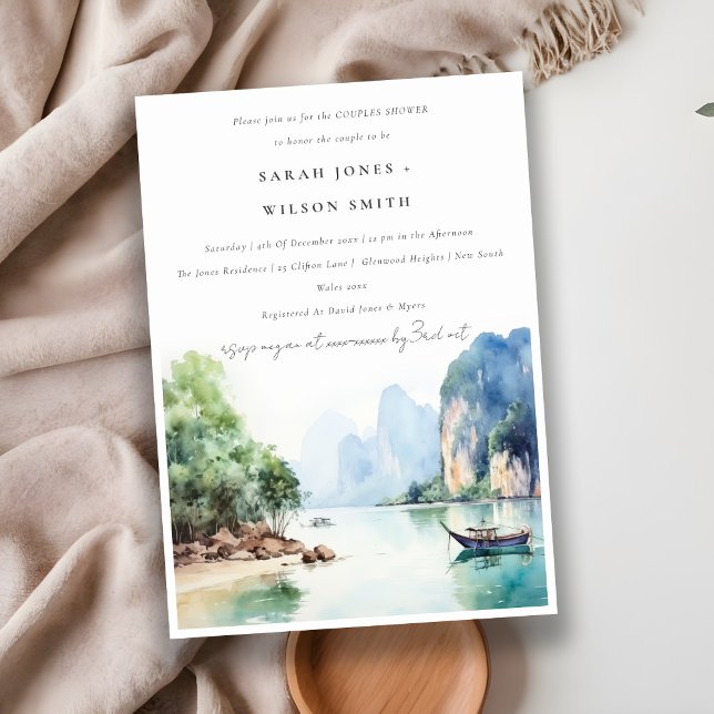 Elegant Coastal Thailand Seascape Couples Shower Invitation (Creator Uploaded)