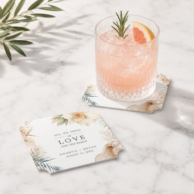 Elegant Coastal Wedding Coasters (Creator Uploaded)