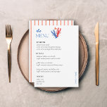 Elegant Coastal Wedding Table Menu Cards Flat Menu<br><div class="desc">Timeless Elegance with a Coastal Twist: Simple and Elegant Wedding Table Menu Cards
Elevate your wedding reception with these simple and elegant flat menu cards,  now fully customisable with a charming coastal lobster theme!</div>