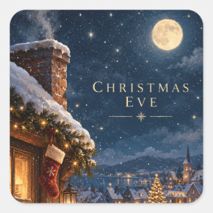 Elegant Cobalt Blue Chinoiserie Christmas holiday Square Sticker