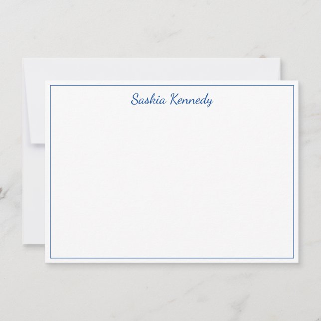 Elegant Cobalt Blue Script Border Personalised Card (Front)