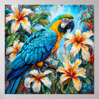 Elegant Cockatoo Parrot Exotic Bird Art 🦜🌸🌿✨
