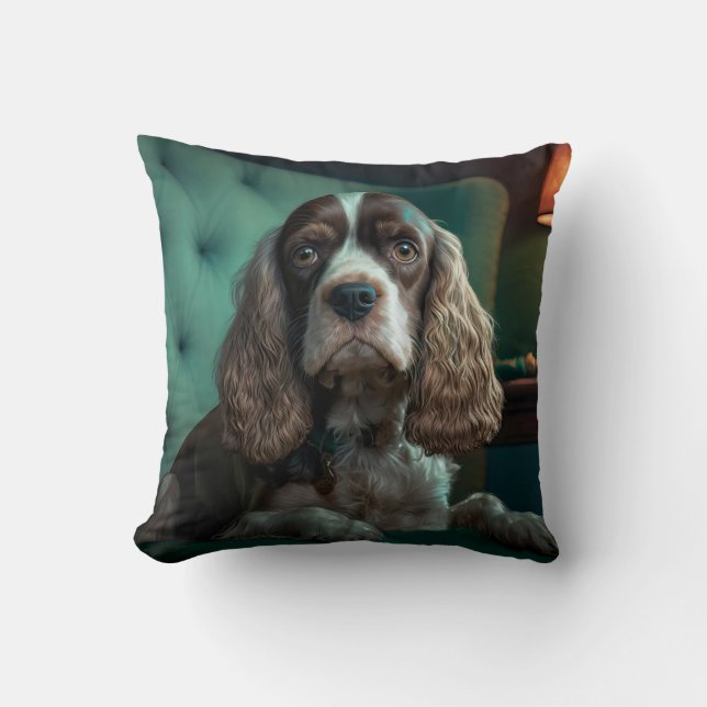 Elegant Cocker Spaniel Classic Portrait Design Cushion (Front)