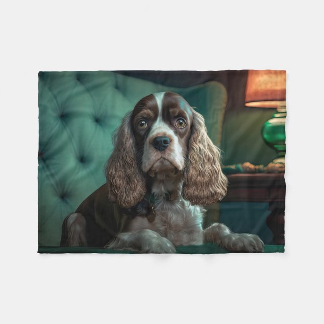 Elegant Cocker Spaniel Classic Portrait Design Fleece Blanket (Front (Horizontal))