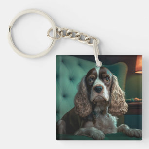 Elegant Cocker Spaniel Classic Portrait Design Key Ring