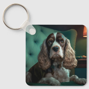 Elegant Cocker Spaniel Classic Portrait Design Key Ring