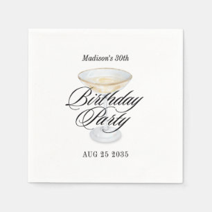 Elegant Cocktail Any Age Adult Birthday Napkin