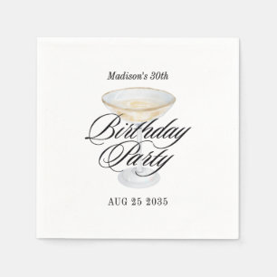 Elegant Cocktail Any Age Adult Birthday Napkin