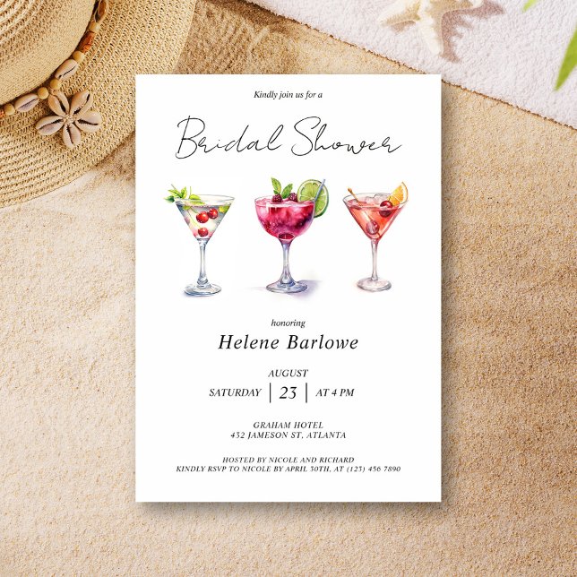 Elegant Cocktail Bridal Shower  Invitation (Elegant Cocktail Bridal Shower Invitation)