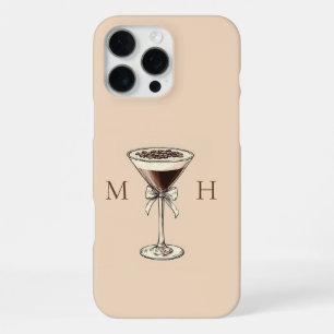 Elegant Cocktail Coquette Bow Initials Monogram iPhone 16 Pro Max Case