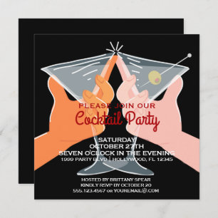 Elegant Cocktail Party Martinis Invitation