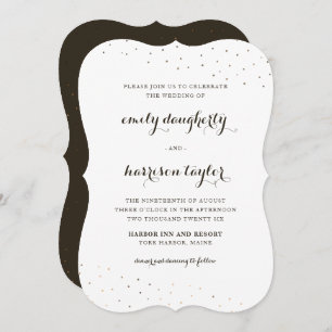 Elegant Cocoa and White with Delicate Dots Wedding Invitation