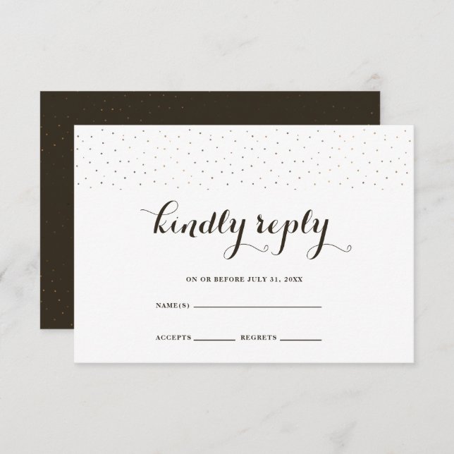 Elegant Cocoa and White with Dots RSVP Card (Front/Back)