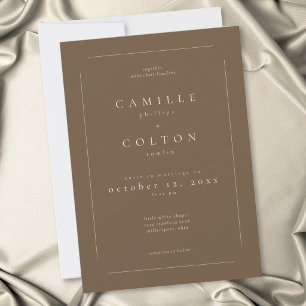 Elegant Cocoa Brown Minimalist Modern Wedding Invitation