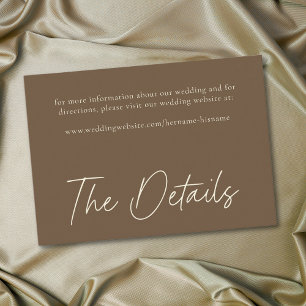 Elegant Cocoa Brown Minimalist Wedding Enclosure Card