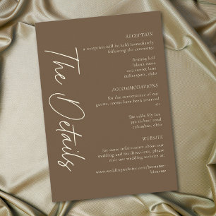 Elegant Cocoa Brown Minimalist Wedding Enclosure Card