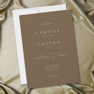 Elegant Cocoa Brown Minimalist Wedding Invitation