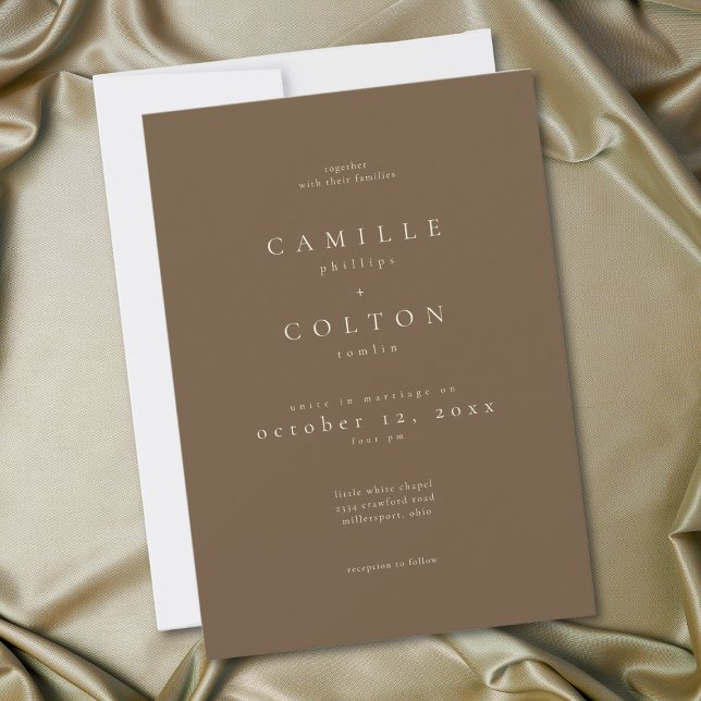 Elegant Cocoa Brown Minimalist Wedding Invitation (Elegant Cocoa Brown Minimalist Wedding Invitation)