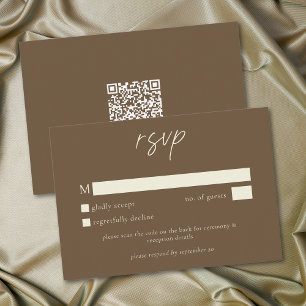 Elegant Cocoa Brown Minimalist Wedding RSVP Card
