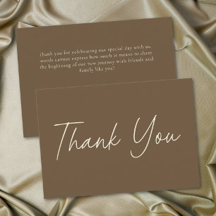 Elegant Cocoa Brown Minimalist Wedding Thank You Card