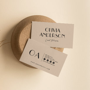Elegant Cocoa Cream Minimalist Boho Chic Modern Business Card