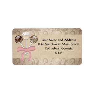 Elegant Cocoa Damask Cake Pop Label