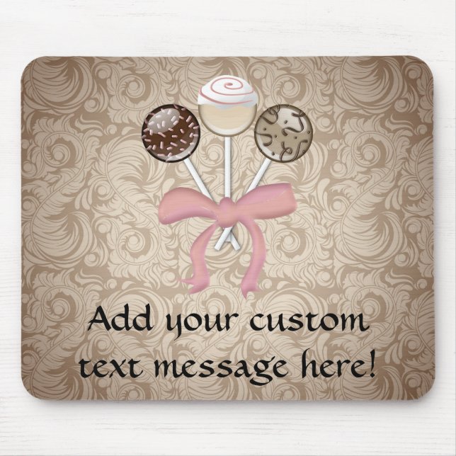 Elegant Cocoa Damask Cake Pop Mouse Pad (Front)