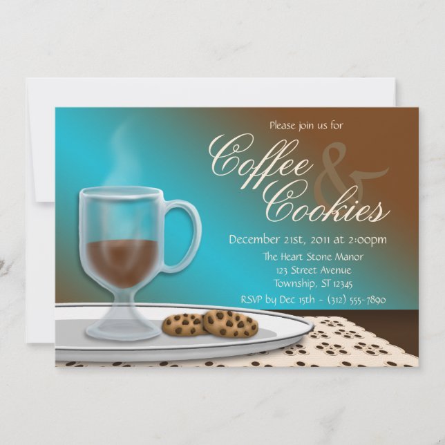 Elegant Coffee and Cookies Invitations (Front)