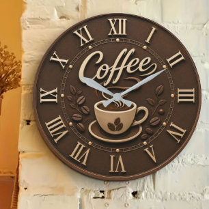 Elegant Coffee Bar Large Clock