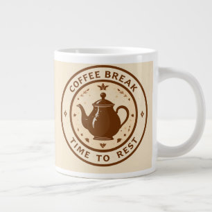 Elegant Coffee Break Teapot Illustration Large Coffee Mug