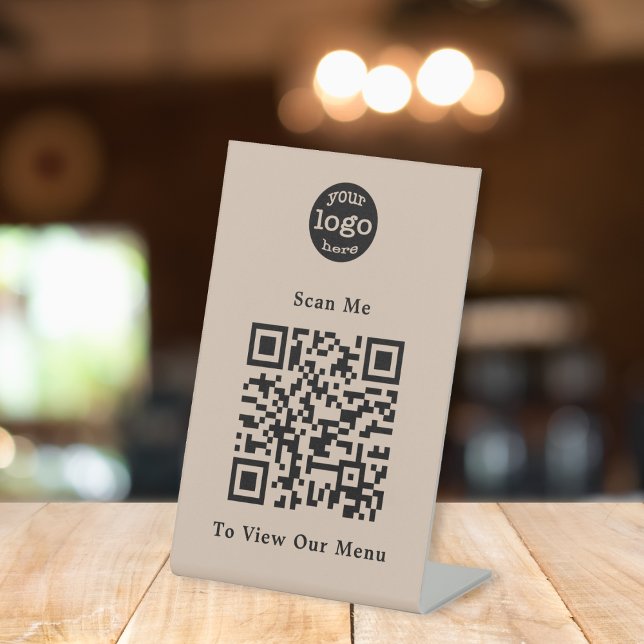 Elegant Coffee Colour Logo QR Code Restaurant Menu Pedestal Sign (Elegant Coffee Color Logo QR Code Restaurant Menu Pedestal Sign)